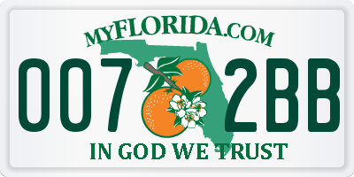 FL license plate 0072BB