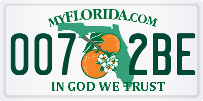 FL license plate 0072BE