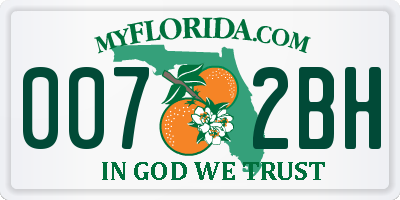 FL license plate 0072BH