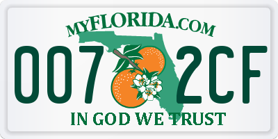 FL license plate 0072CF