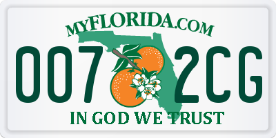 FL license plate 0072CG