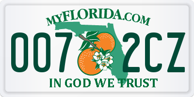 FL license plate 0072CZ