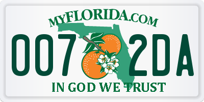 FL license plate 0072DA