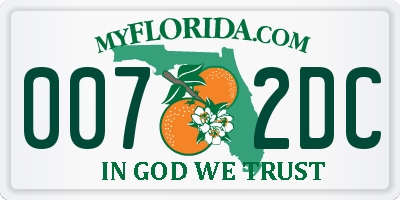 FL license plate 0072DC