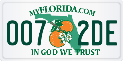 FL license plate 0072DE