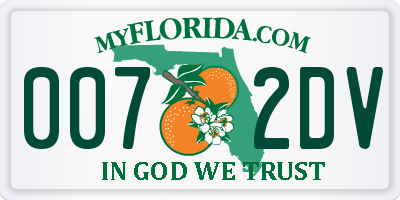 FL license plate 0072DV