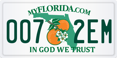 FL license plate 0072EM