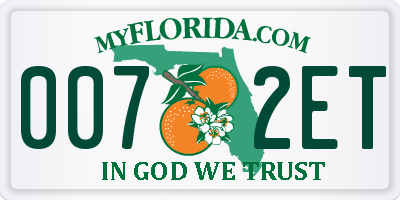 FL license plate 0072ET