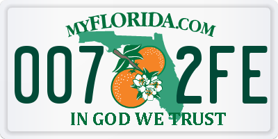 FL license plate 0072FE