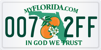 FL license plate 0072FF