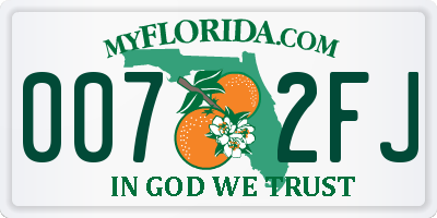 FL license plate 0072FJ