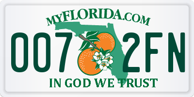 FL license plate 0072FN