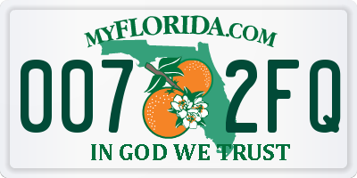 FL license plate 0072FQ