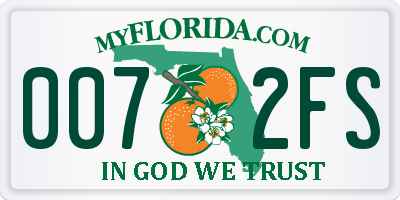 FL license plate 0072FS