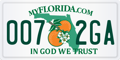 FL license plate 0072GA