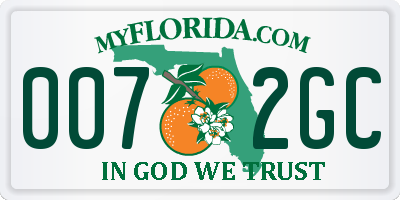 FL license plate 0072GC