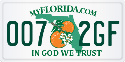 FL license plate 0072GF