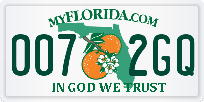FL license plate 0072GQ