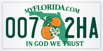 FL license plate 0072HA