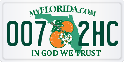 FL license plate 0072HC