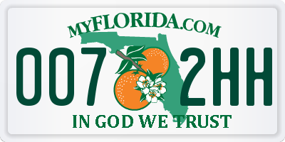 FL license plate 0072HH