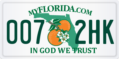 FL license plate 0072HK