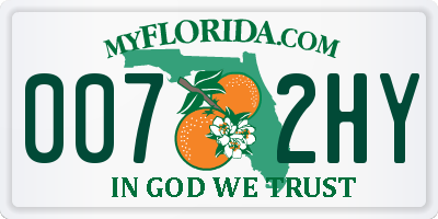 FL license plate 0072HY