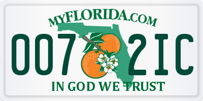 FL license plate 0072IC