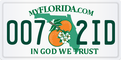 FL license plate 0072ID