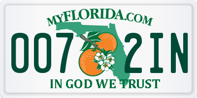 FL license plate 0072IN