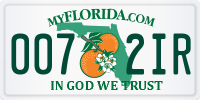 FL license plate 0072IR