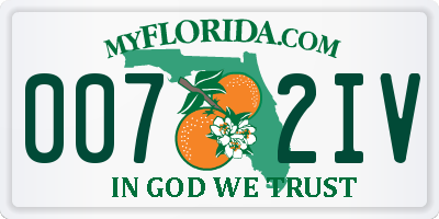 FL license plate 0072IV