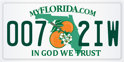 FL license plate 0072IW