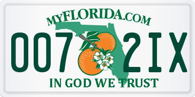 FL license plate 0072IX