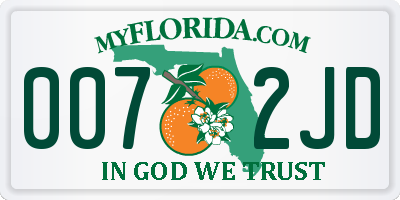 FL license plate 0072JD
