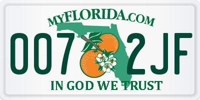 FL license plate 0072JF