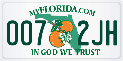 FL license plate 0072JH