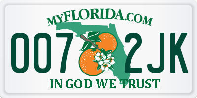 FL license plate 0072JK