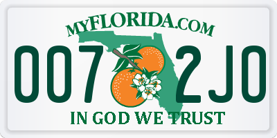 FL license plate 0072JO