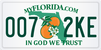 FL license plate 0072KE