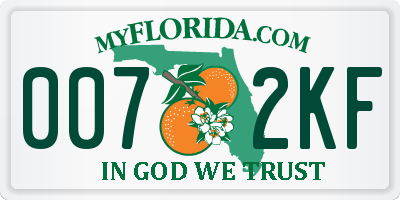 FL license plate 0072KF