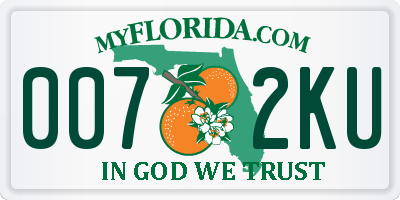 FL license plate 0072KU