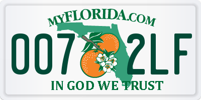 FL license plate 0072LF