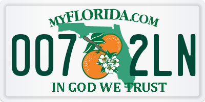 FL license plate 0072LN