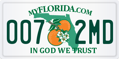 FL license plate 0072MD