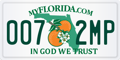 FL license plate 0072MP