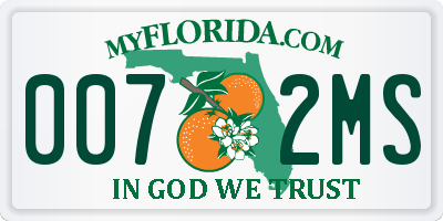 FL license plate 0072MS