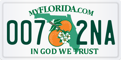 FL license plate 0072NA