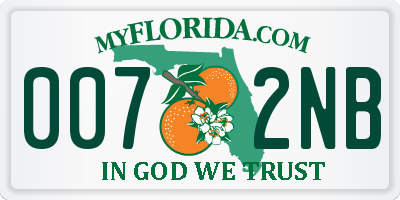 FL license plate 0072NB