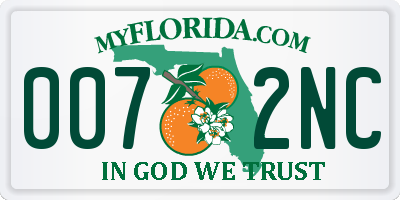 FL license plate 0072NC